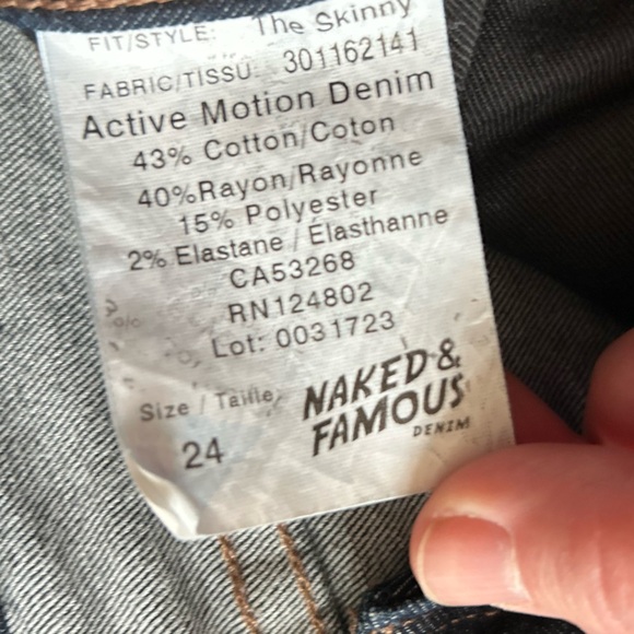 Naked and Famous skinny jeans in active denim size 24 - Picture 3 of 11